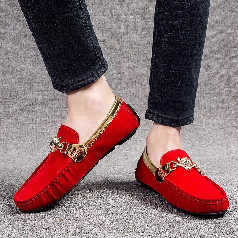 38-48 Designer Loafers Shoes Man Luxury Black Red Casual Business Man Slip On Shoes Office Suede Loafers Herren Mocasines Mujer