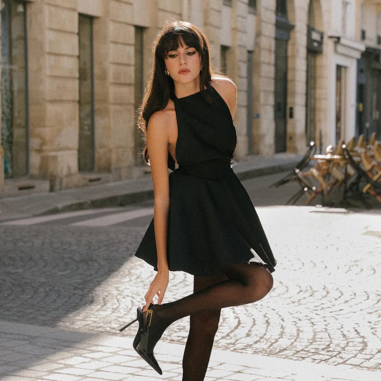 Women's Casual Dresses Women's Clothes Wholesale Sexy Big Halter Waist Dress Bow Tie Neck Dress Off-the-shoulder Small Black Dre