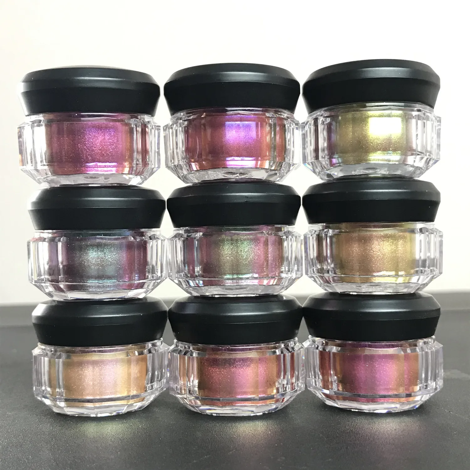 

100pcs Wholesale Duochrome Glitter Eyeshadow Private Label Makeup Loose Powder Eye Shadow Color Change Pigment Cosmetics 4g