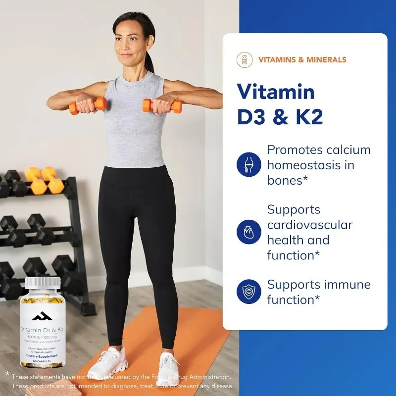 تغليف نقي فيتامين د3 و ك2 | دعم صحة العظام والأوعية الدموية | 60 كبسولة #3