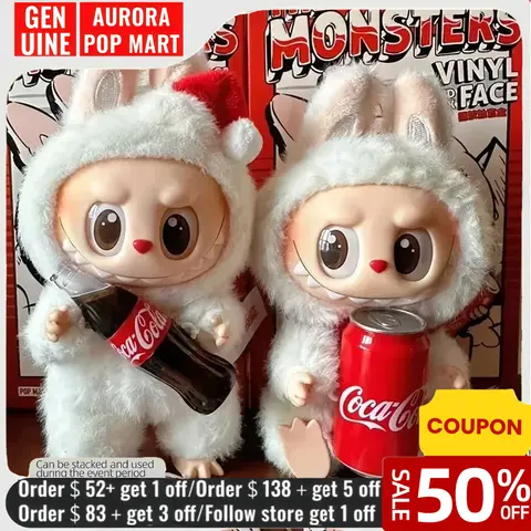 Original Popmart Labubu 3.0 Coca Cola Vinyl Plush Pendant Blind Box Cute Labubu Toys Collectibles Desktop New Year Kids Toy Gift