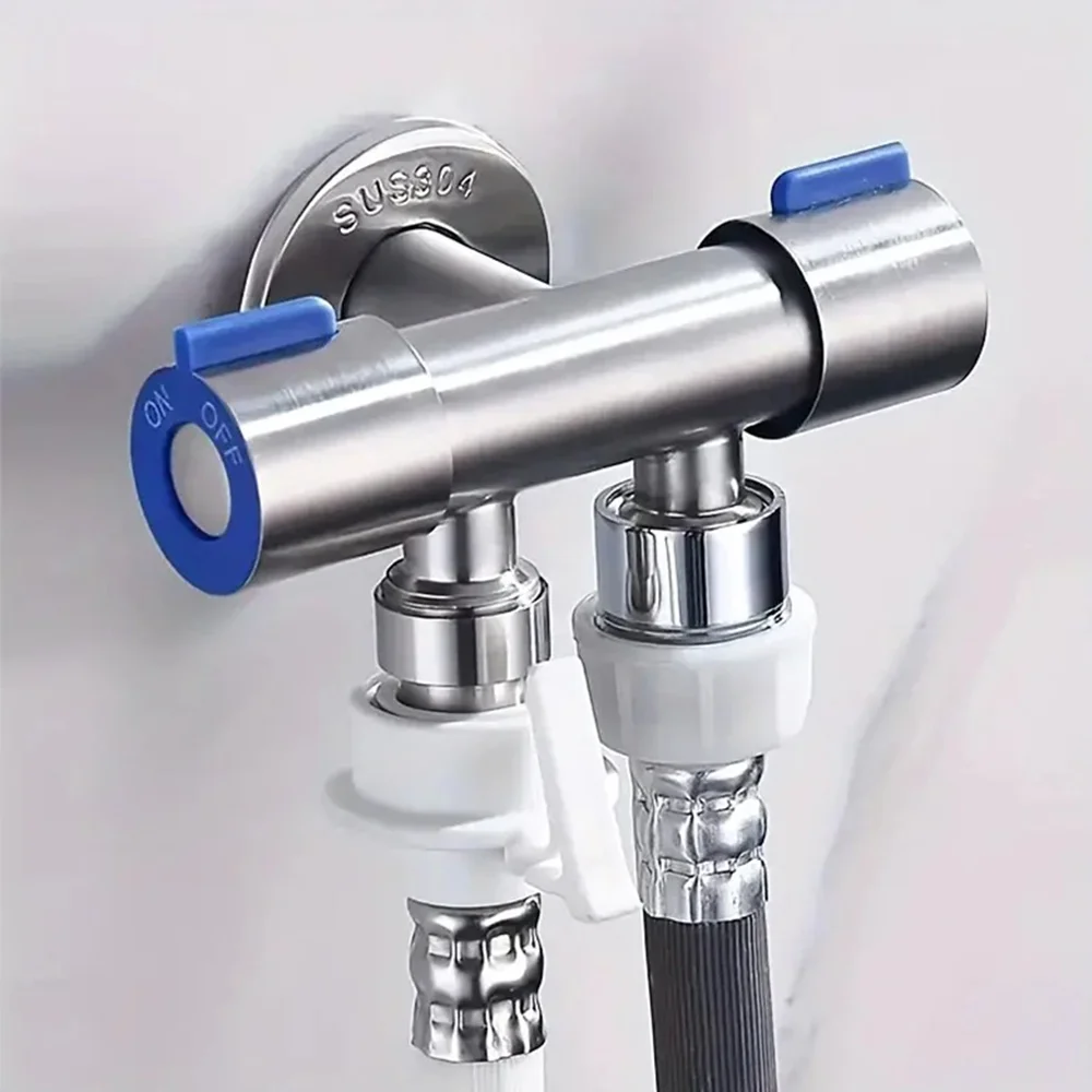 G1/2 304 Stainless Steel One In Two Out Double Control Angle Valve Apply Toilet Bidet Sprayer Valve Faucet Bathroom Accessories