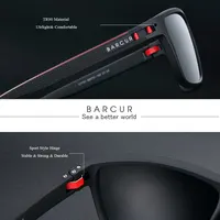BARCUR Design TR90 Sunglasses Men Polarized Light Weight Sports Sun Glasses Women Eyewear Accessory Oculos UVAB Protection - Image 2