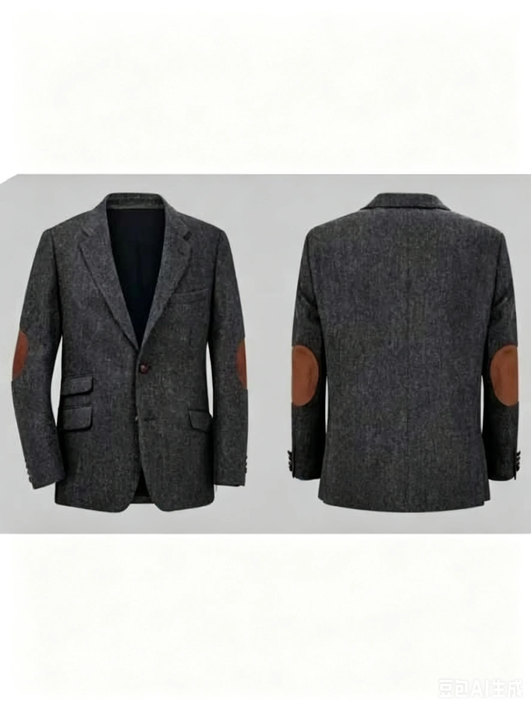 

(Only Coat)Gray Herringbone Men's Suit Blazer Prom Tuxedos Wool Tweed Notch Lapel Two Buttons Bussiness/Wedding Jacket Tops
