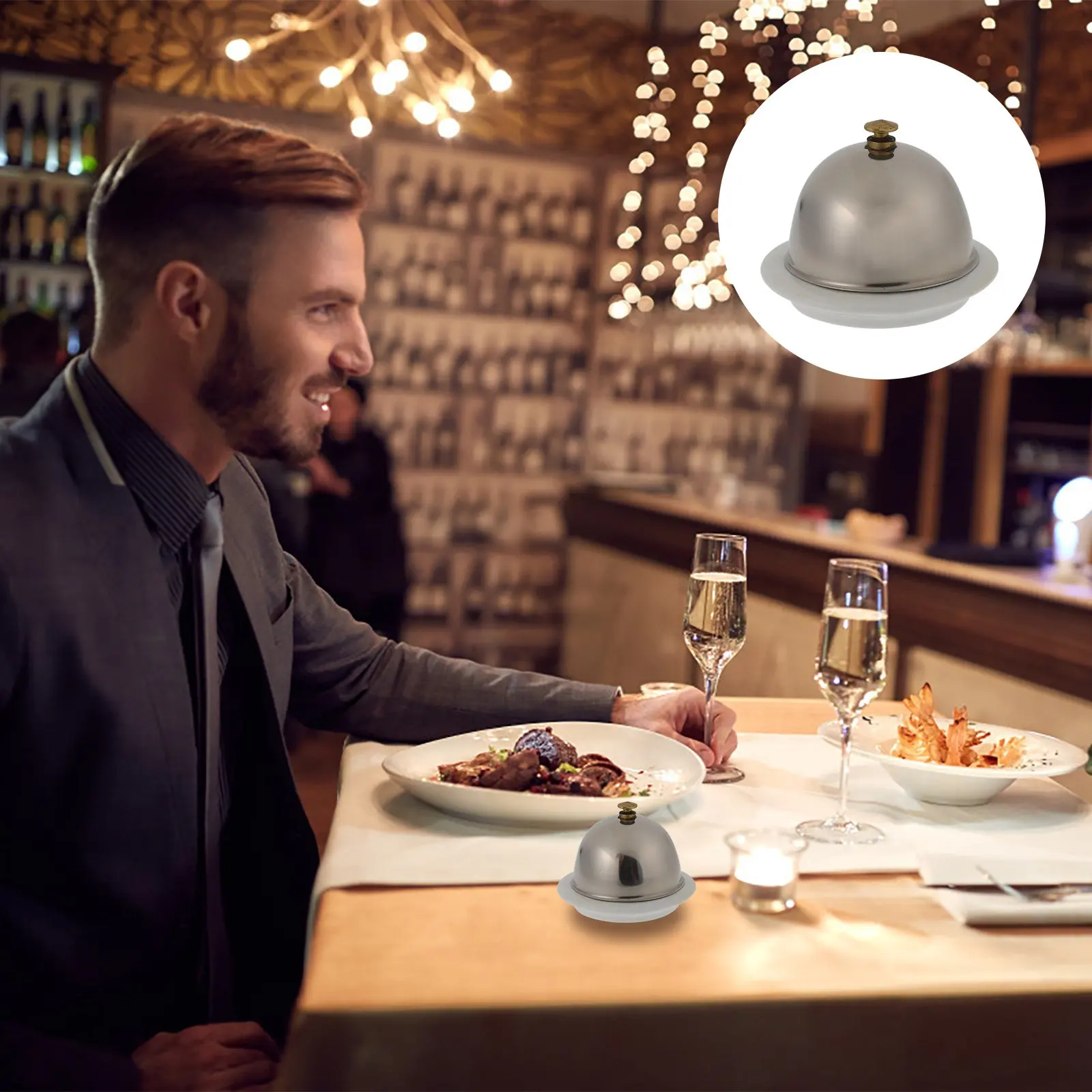 Plato de Mantequilla de Cerámica con Tapa de Acero Inoxidable para Mantequilla, Mariscos, Caviar, Especias, Postres, Aperitivos, Salsas, Condimentos