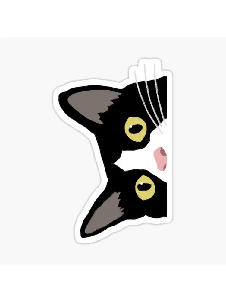 Autocollants chat de smoking vous regarde, 5 pièces, pour ordinateur portable, décor de bagages, voiture drôle, salle d'impression, pare-chocs, maison, enfant, mignon