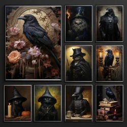 Macabre Aesthetic 5D Diamond Paintings Diy Victorian Gothic Animal Cat Raven Full Mosaic Diamond Embroidery Academia Art A1014