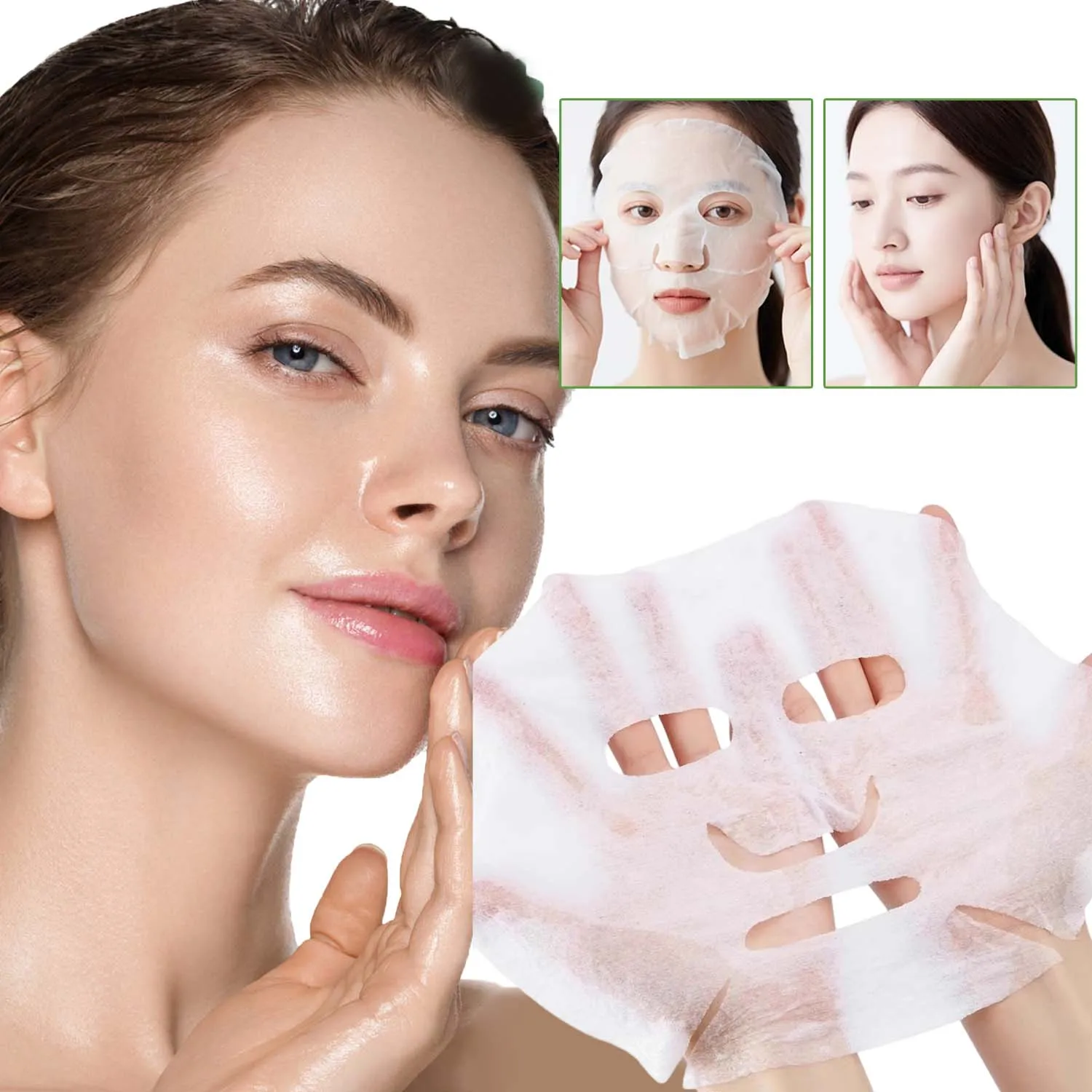 Taza de gelatina portátil desechable, hojas de máscara comprimida DIY, tela no tejida, hojas de máscara de carbón de bambú, herramienta de belleza para el cuidado de la piel diario