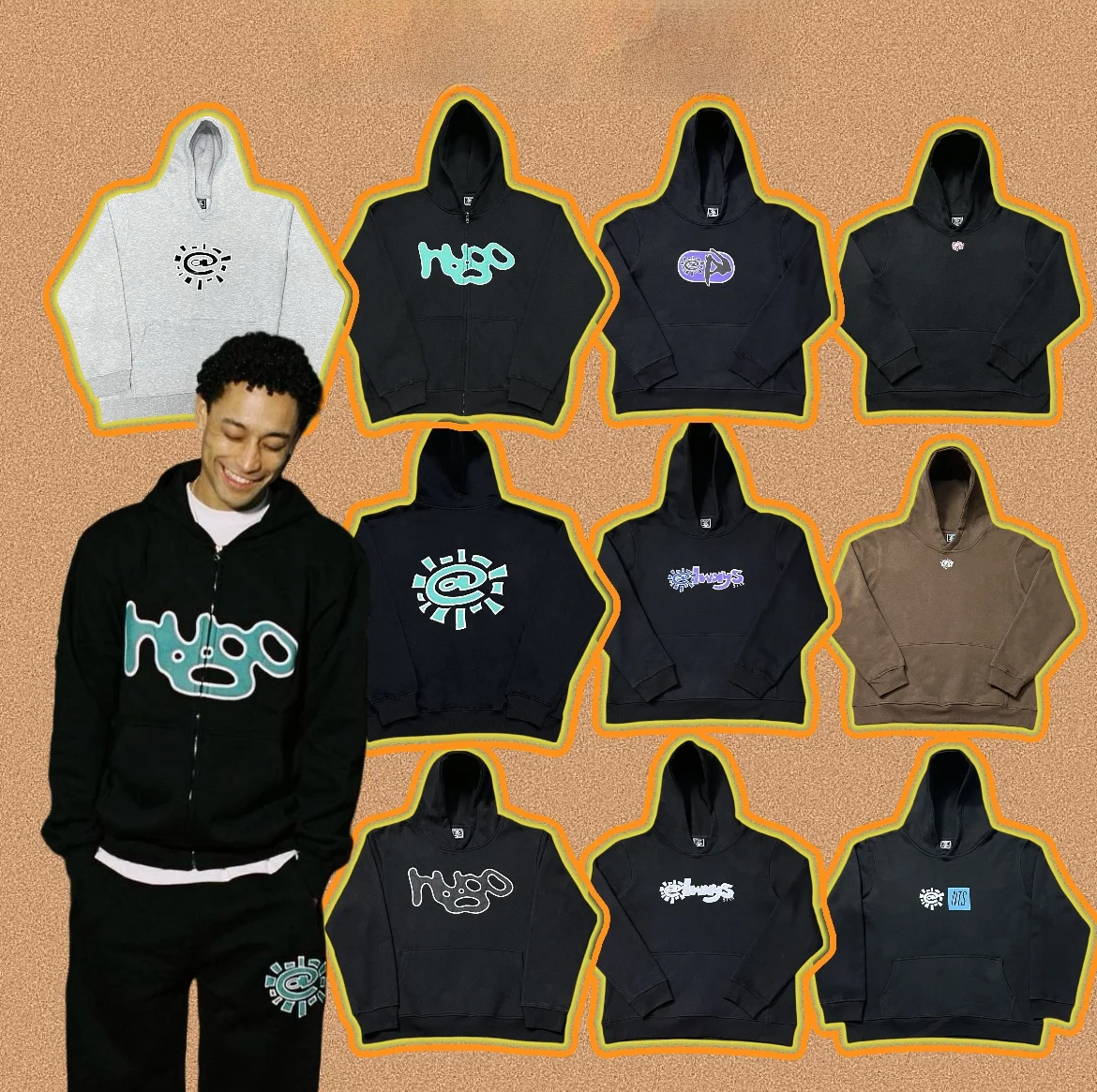 

ADWYSD Мужская свободная толстовка с капюшоном на молнии, толстовка с уличным принтом, повседневная длинная светящаяся молодежная мода, весна, осень, зима