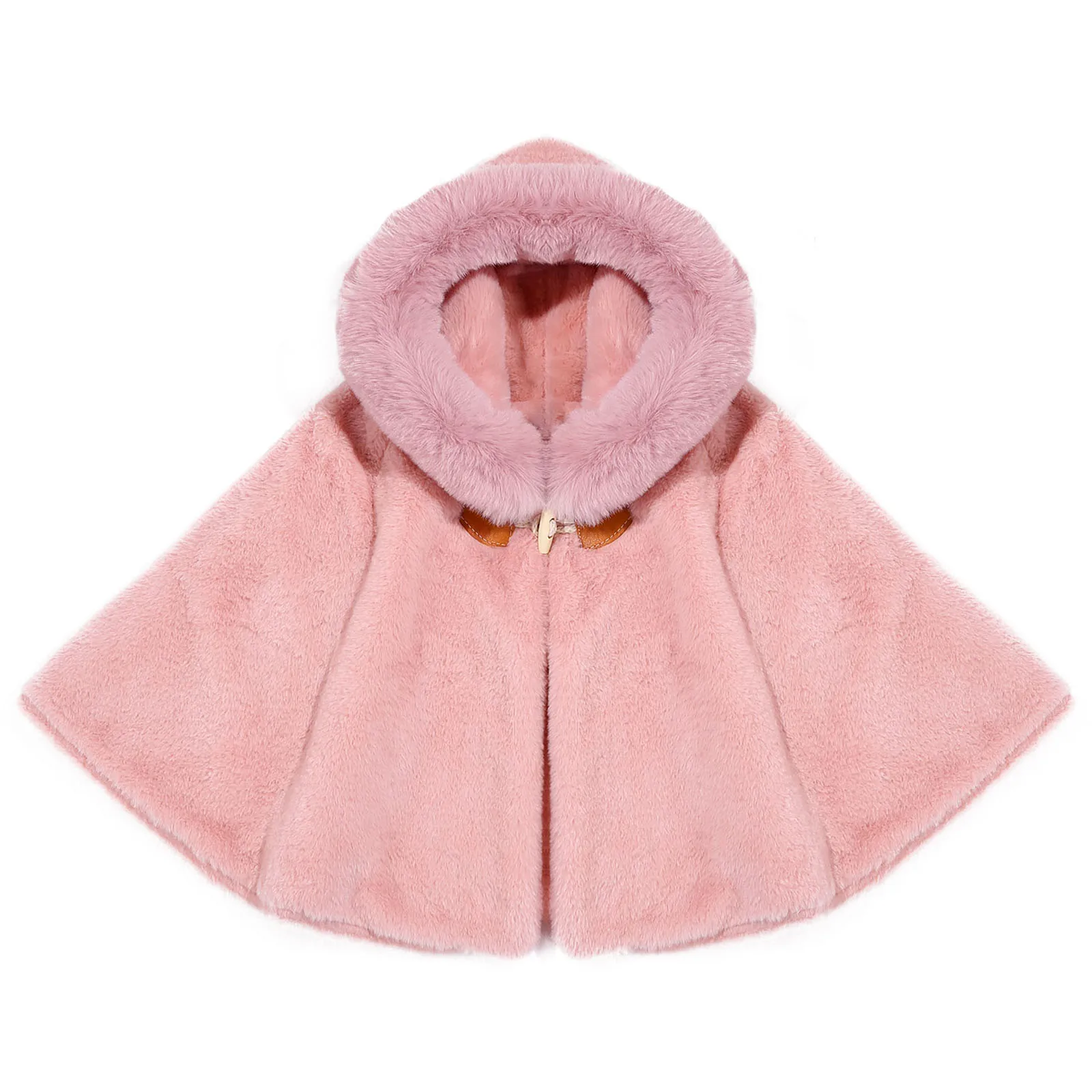 Toddler Baby Girls Cute Carseat Poncho Faux Fur Hooded Cape Cloak Thicken Fleece Jacket Coat Winter Outerwear Little Girls Coat