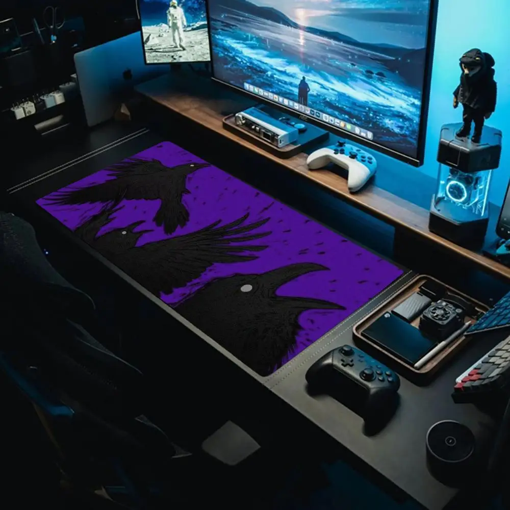 

Black Bird Purple NightMouse Pad Large Gaming Mouse Pad Keyboard Gamer Rubber Anti-wrinkle Non-slip Bottom desk mat Desk Mat