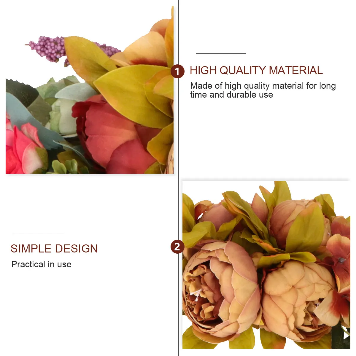 

Artificial Peony Garland Door Decor with Leaves for Wedding HomeDecoration Wall Ornament Lifelike Plants Photo Prop