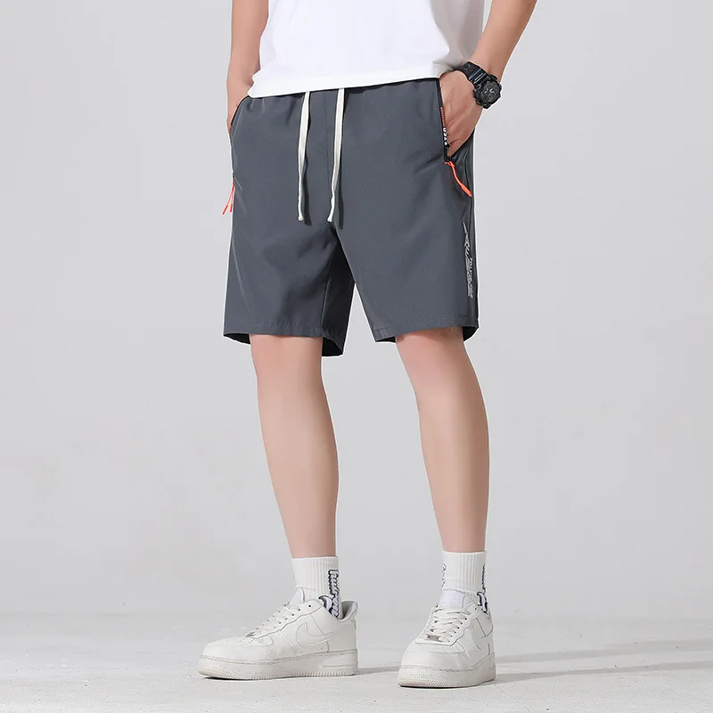 M-8XL 남성 스포츠 반바지 빠른 건조 통기성 5 분기 바지 얼음 실크 스트레이트 레그 남성 캐주얼 러닝 바지 40-140KG