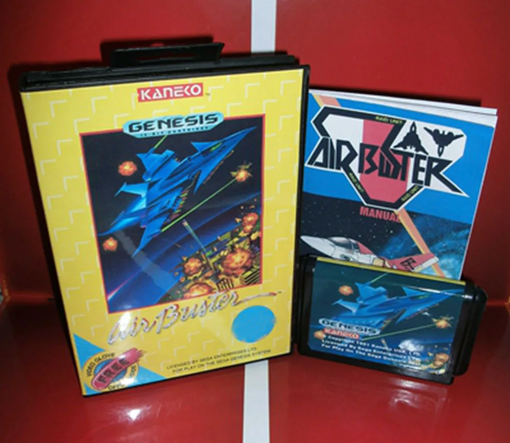Air Buster con caja y cartucho manual para tarjeta de juego Sega MD de 16 bits, sistema Megadrive Genesis