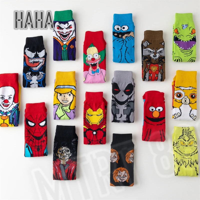 Motorcycle Riding Socks Straight Cartoon Animation Cross-border Socks Personalized Cotton Socks New Clown Trendy Cotton Sock