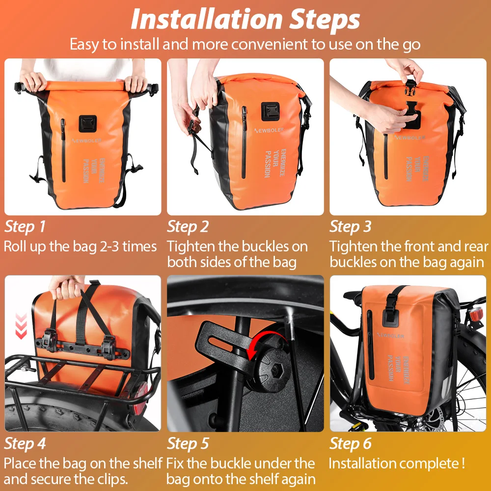NEWBOLER Fahrradtasche, 27 l, großes Fassungsvermögen, wasserdicht, Reise-Fahrradtasche, Fahrrad-Rücksitz, Kofferraumtasche, elektrisches Fahrradzubehör – Detail 11