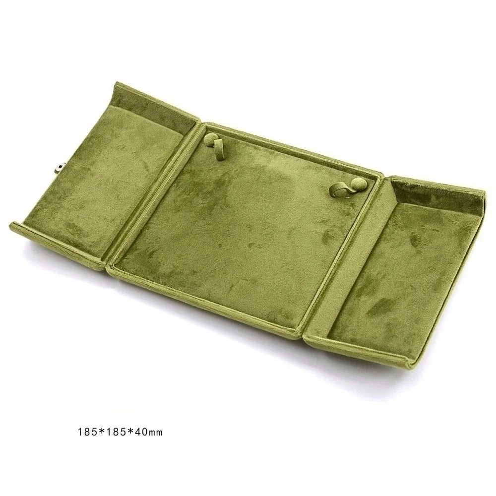 Fashion Velvet Necklace Storage Box Double Door Multi-functional Jewelry Display Box Solid Color Rings Bearer Box