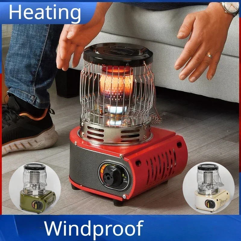 Portable Gas Heater for Outdoor Camping, Windproof Stove with Card gas  and Anti-Scalding Handle for Heating and Cooking