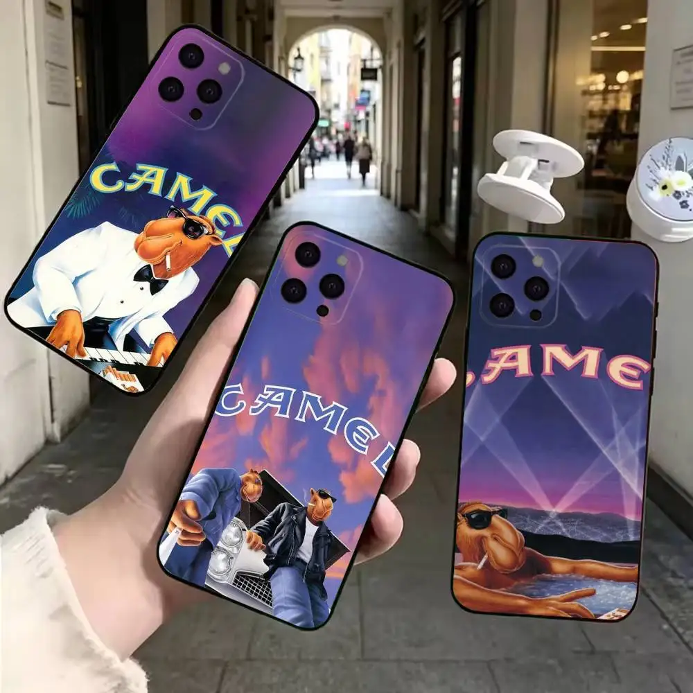 Cigarette-Brand C-Camel Fashion Black Soft Phone Case Compatible With iPhone 11,12,13,14,15,16,17 Pro Max Mini Plus Air
