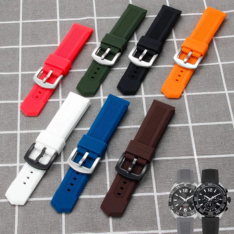 22mm lazer cavalheiro macio e confortável pulseira de relógio de silicone para tag heuer série respirável inodoro requintado pulseiras