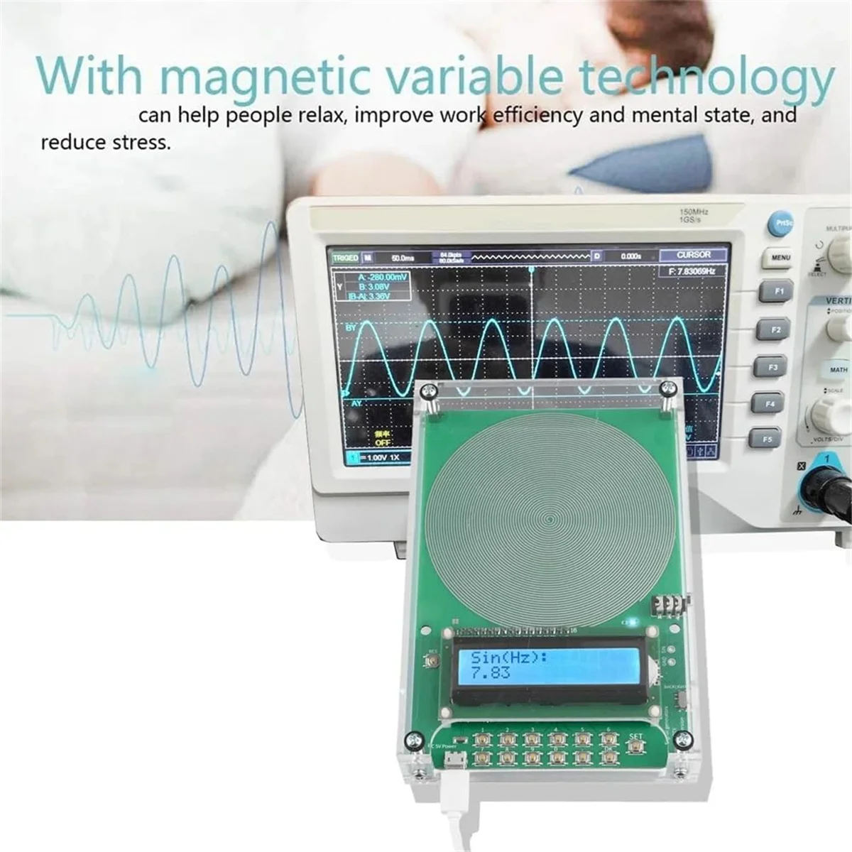 AB52 مولد تردد مخصص V2، مولد رنين شومان ويف 7.83 هرتز، 0.01 هرتز - 200000 هرتز رنين موجة جيبية قابل للتعديل أ