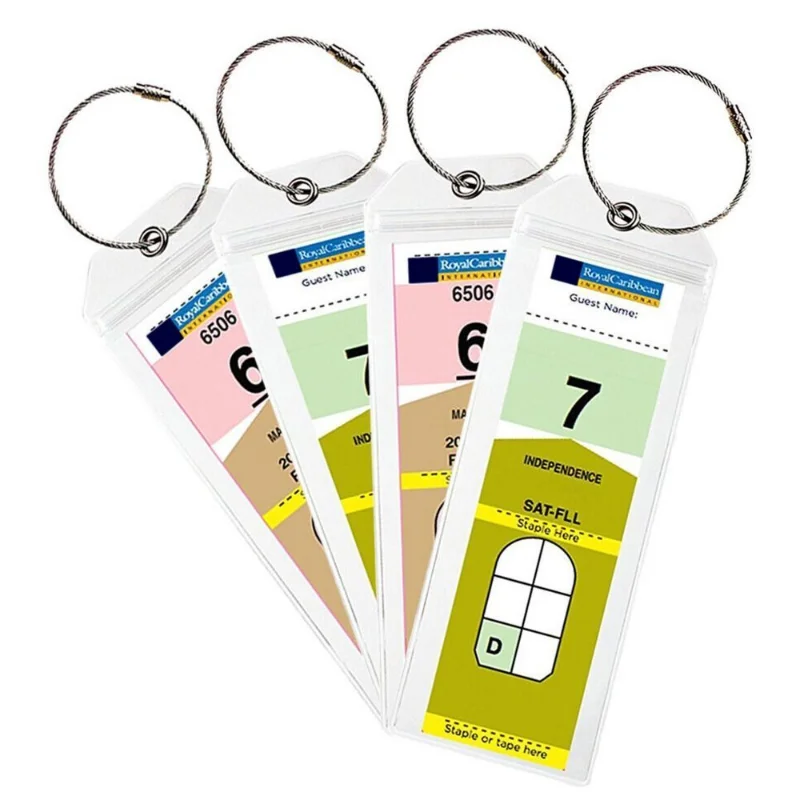 4pcs Cruise Luggage Suitcase Tag Label Holder Zip Seal Steel Loops For Travel Baggage Labels S L Size