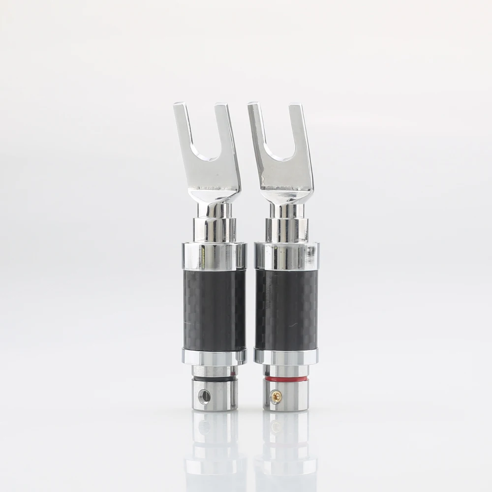 4 قطعة مرحبا نهاية الروديوم ألياف الكربون المجرف التوصيل مكبر هاي فاي كابل النحاس موصل