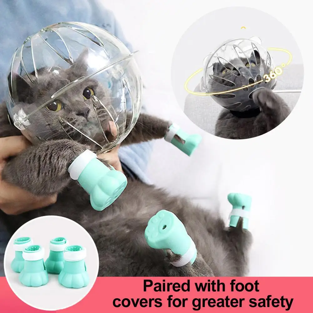 Muzzle And Boots Anti Bite Breathable Hood Helmet Clear Shoes Anti-licking Paw Anti-scratch With Paw Cover Reus V9s8