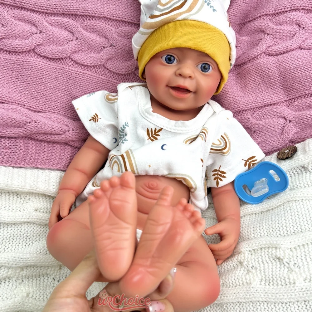 18 Zoll kundenspezifische handbemalte, vollfeste Silikon-Reborn-Baby-Junge, realistische 3D-Hautgewichtete Wiedergeburtspuppe für Sammler- und Kinderspielzeug