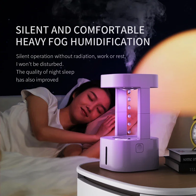 580ML Anti-gravity Water Drop Humidifier, 3 Modes, Levitating Water Drops, Ultrasonic Mist Maker, Nebulizer with LED Night Light