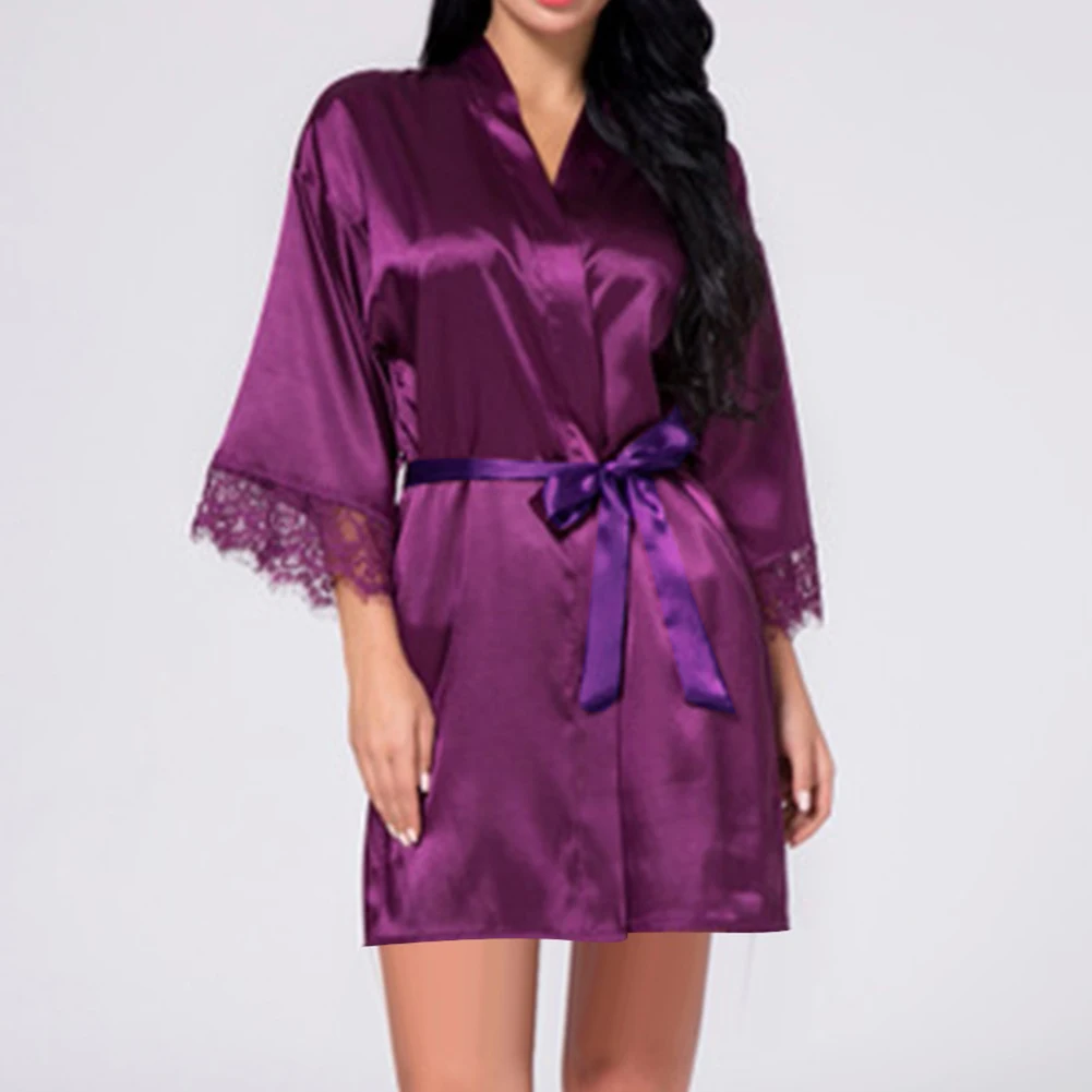 Womens Nightdress Sexy Lace Lingerie Bath Robe Gown Imitation Ice Silk Erotic Night Dress Porn Nightgown Nightwear Sex Sleepwear