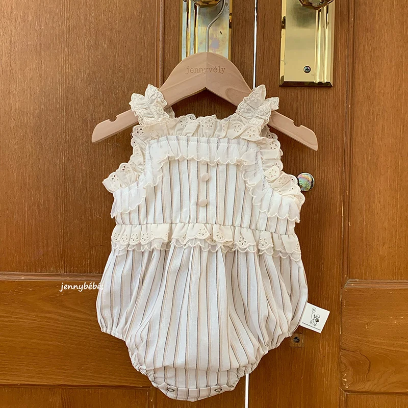 2026 New Summer Sister Clothing Kids Princess Dresses Infant Baby Romper Sleeveless Cotton Stripe Girl Birthday Party Dress
