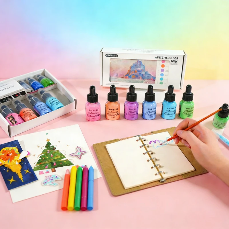 

Набор акриловых водостойких чернил 6 цветов по 25 мл – для раскрашивания гипсовых моделей, ручной росписи, граффити, акварели, DIY-творчества и поделок