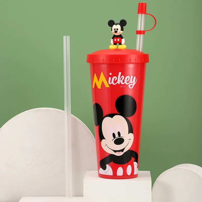 Disney Kids Sippy Cup Cartoon Cute Mickey Mouse Stitch Olaf Doll Cups Fruit Juice Milk Cup  Adult Sippy Cup Straw Cup 640ml