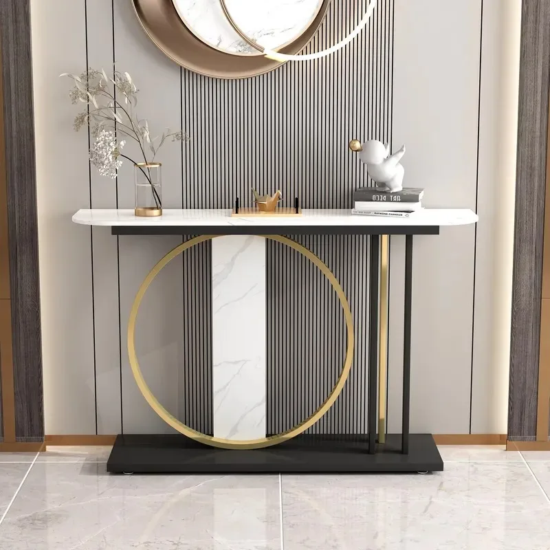 Light Luxury Italian Style Entrance Table Simple Long Rock Slab Ultra Narrow Household Console Table Economical Entryway