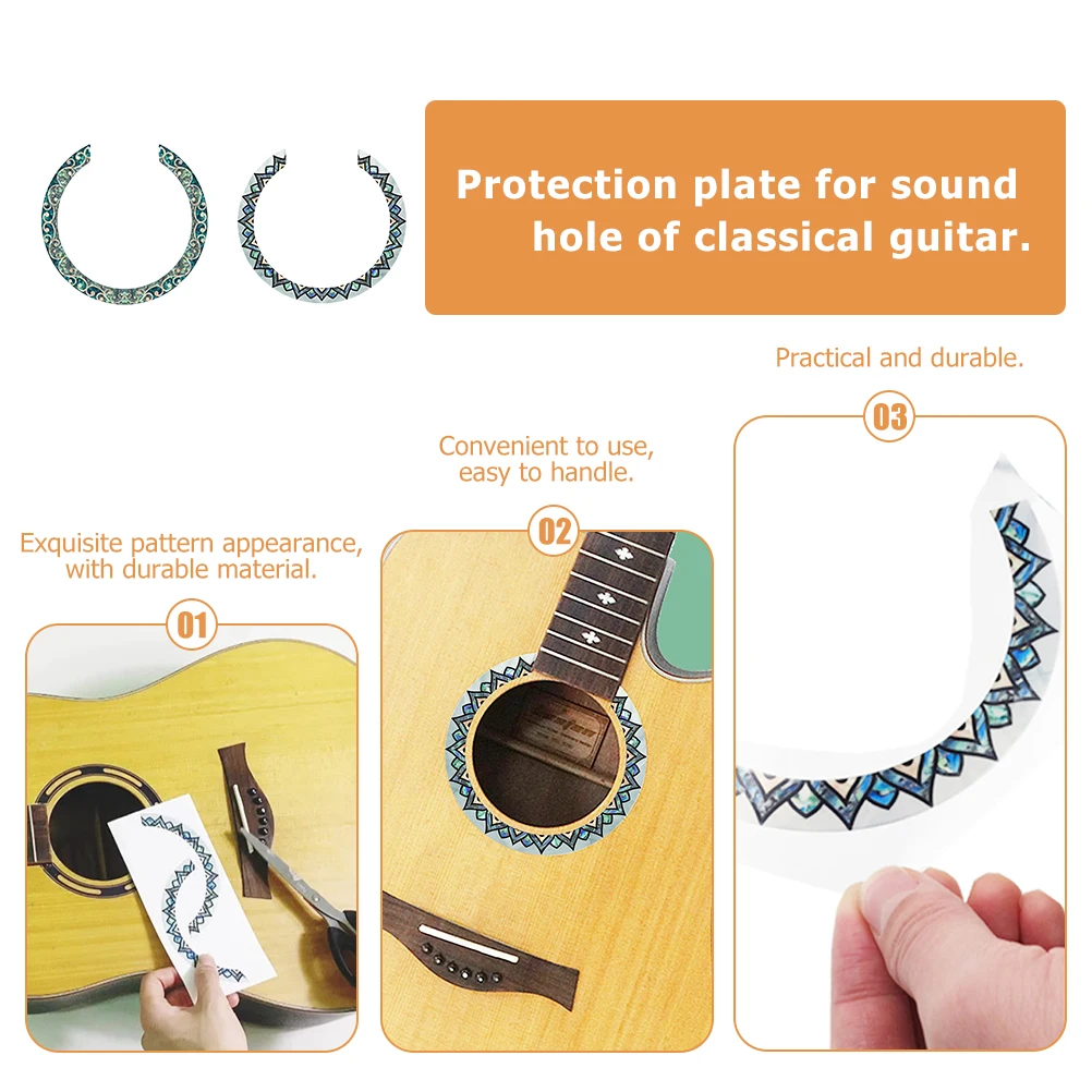 

2 Pcs Sticker Sound Hole Stickers Acoustic Guitar Pvc Musical Instrument Decals