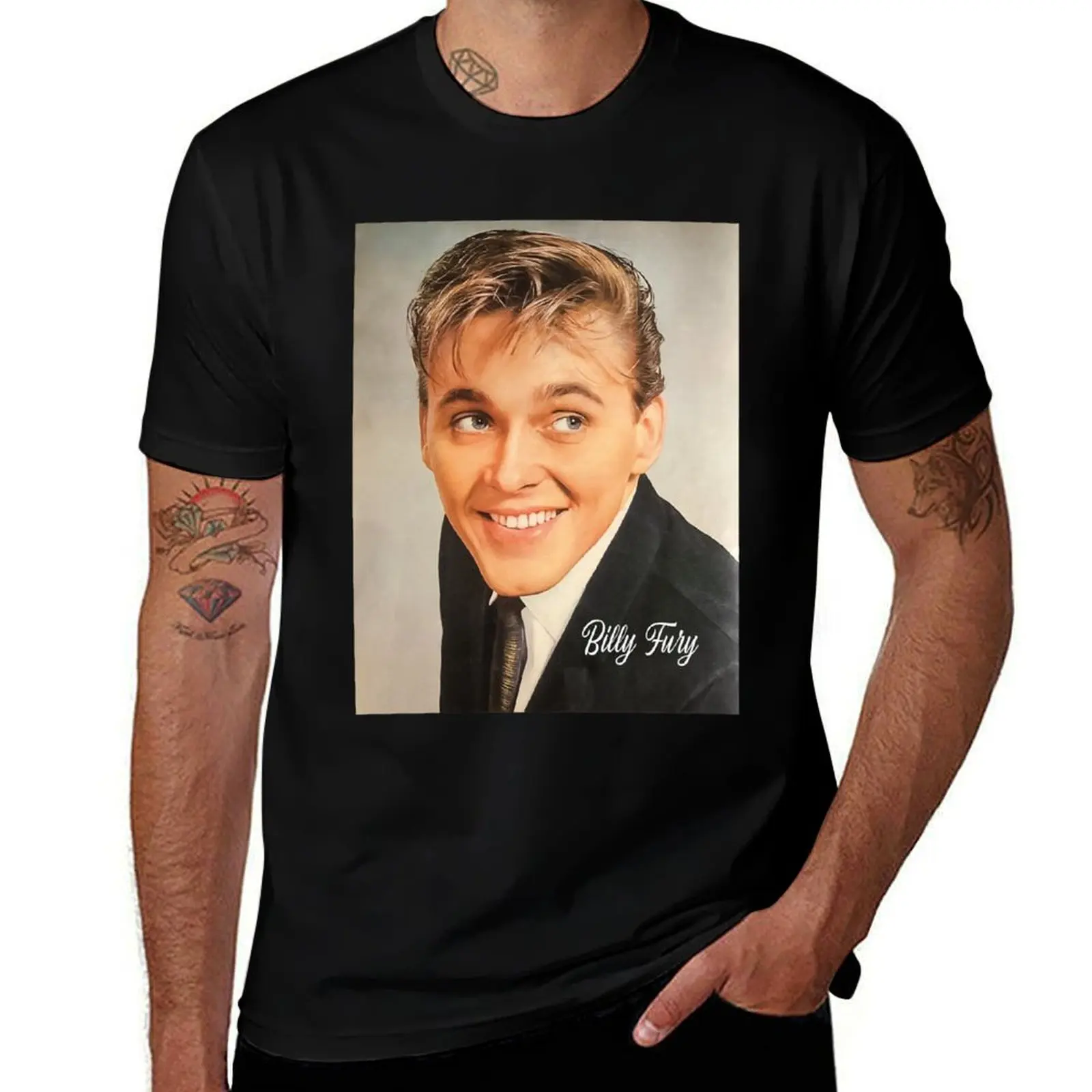 

Gift For Men Light Blue Billy Fury Vintage Photograp T-Shirt man clothes Personalized t-shirt cotton t shirt men