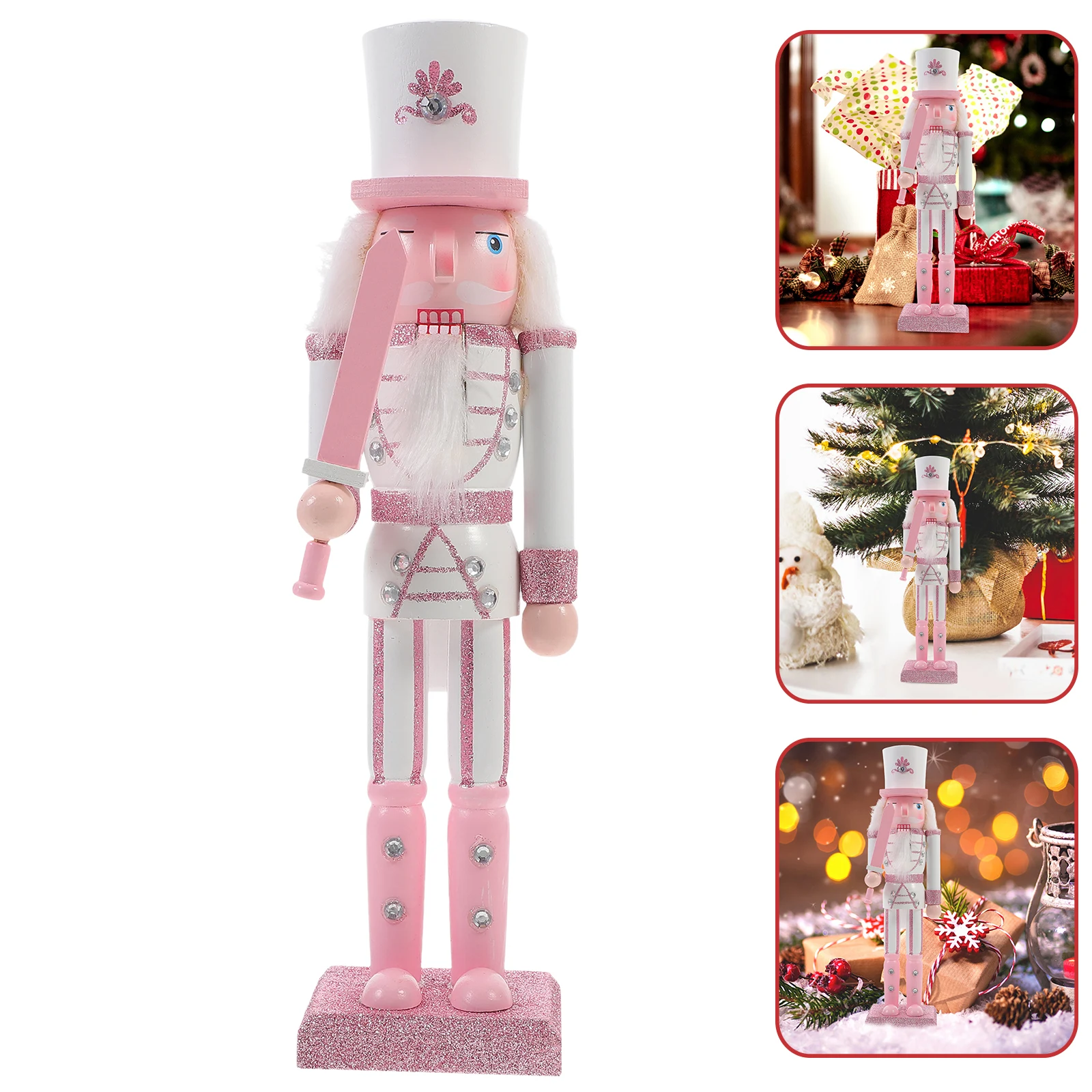 

Wooden Nutcracker Decoration Xmas Tabletop Ornament Handcrafted Christmas Soldier Home Gift Desktop Craft Wood
