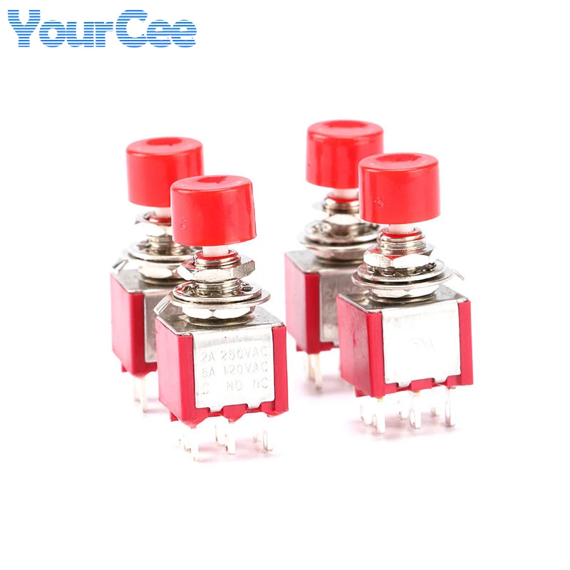 PS-102 PS-202 Mini 6mm 3pin 6pin Toggle Switch SPDT DPDT Momentary Push Button Switch 2A 250VAC 5A 120VAC E-TEN1 15A 2/3/4/6P