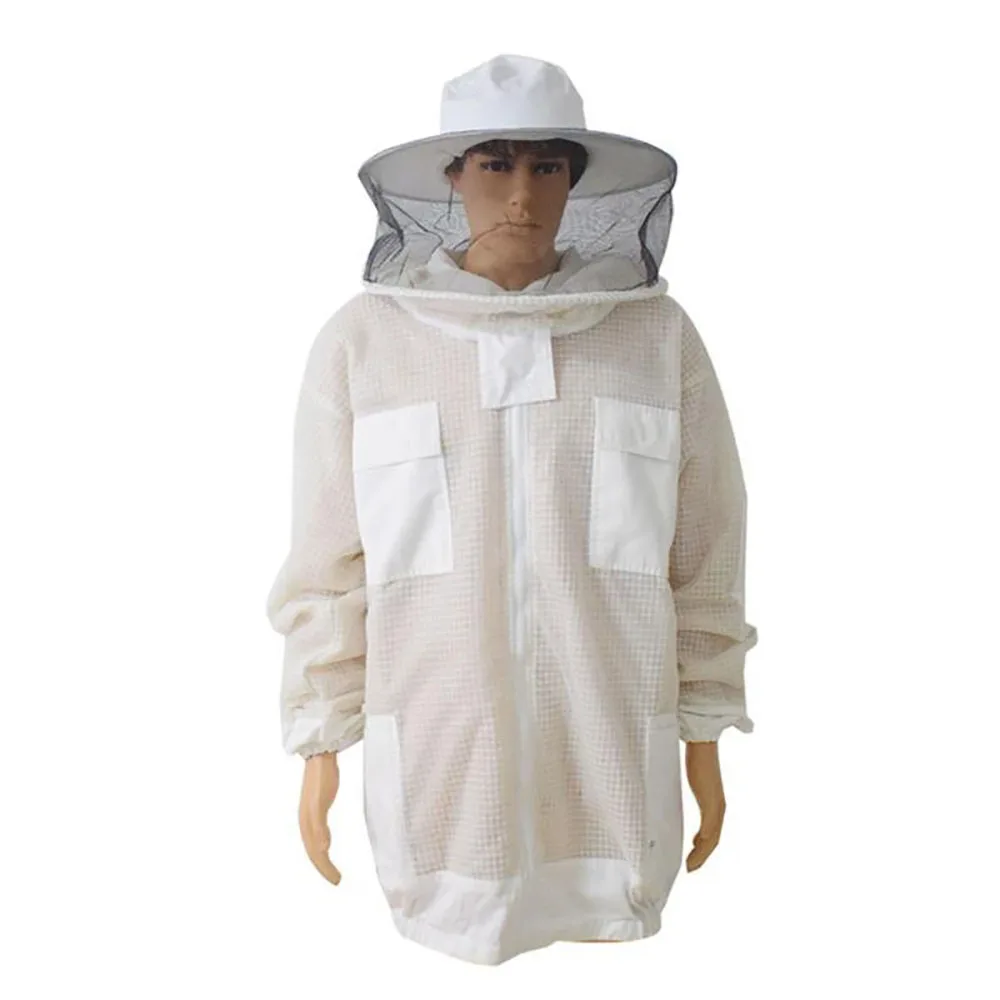3 Layer Breathable Ventilated Protective Clothing Beekeeper Jacket with Removable Safty Veil Hat Suits Beekeeping Anti Bee Suit