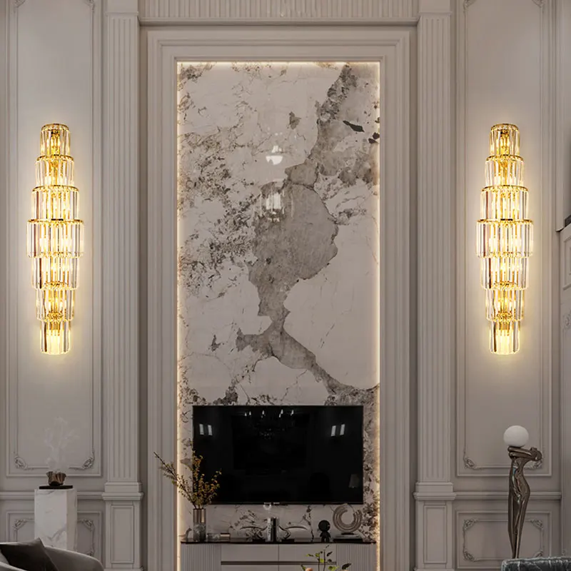 

Modern Luxury Crystal Wall Lamp LED for Living Room Bedroom Aisle Bathroom Restaurant Cafe Villa Gold Design Decorative Sconces