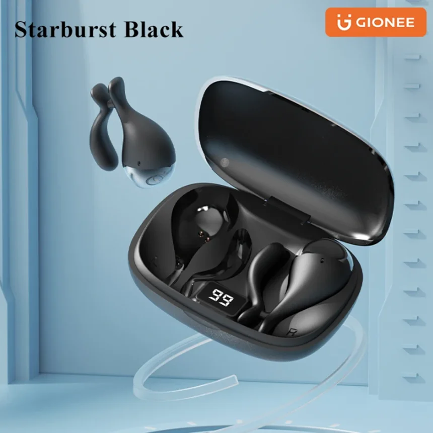 

GIONEE Bluetooth 5.3 Earphones True Wireless Headphones with Mic Button Control Noise Reduction Earhooks Waterproof Headset