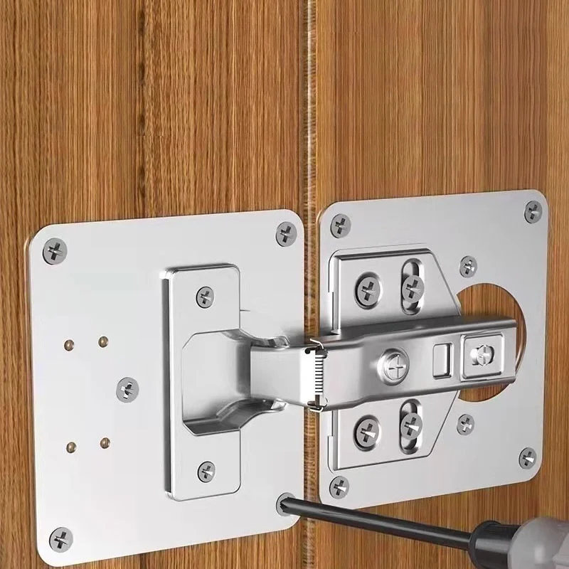 Schrankscharnier-Reparaturplatten-Set, Edelstahl, Küchenschrank, Türscharnier, Montage, Befestigungsplatte mit Loch, Hardware-Zubehör