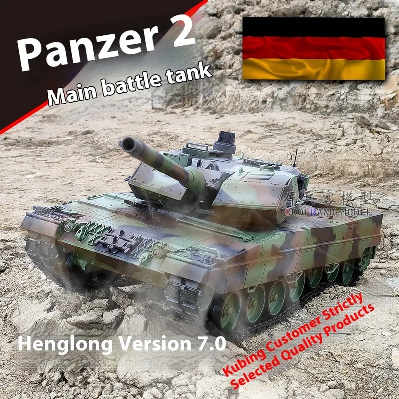 Henglongku Leopard 2A6 RC Tank 3889 Metal Remote Control Toy Off-Road Military Model for Ages Launch Smoke German Main Battle