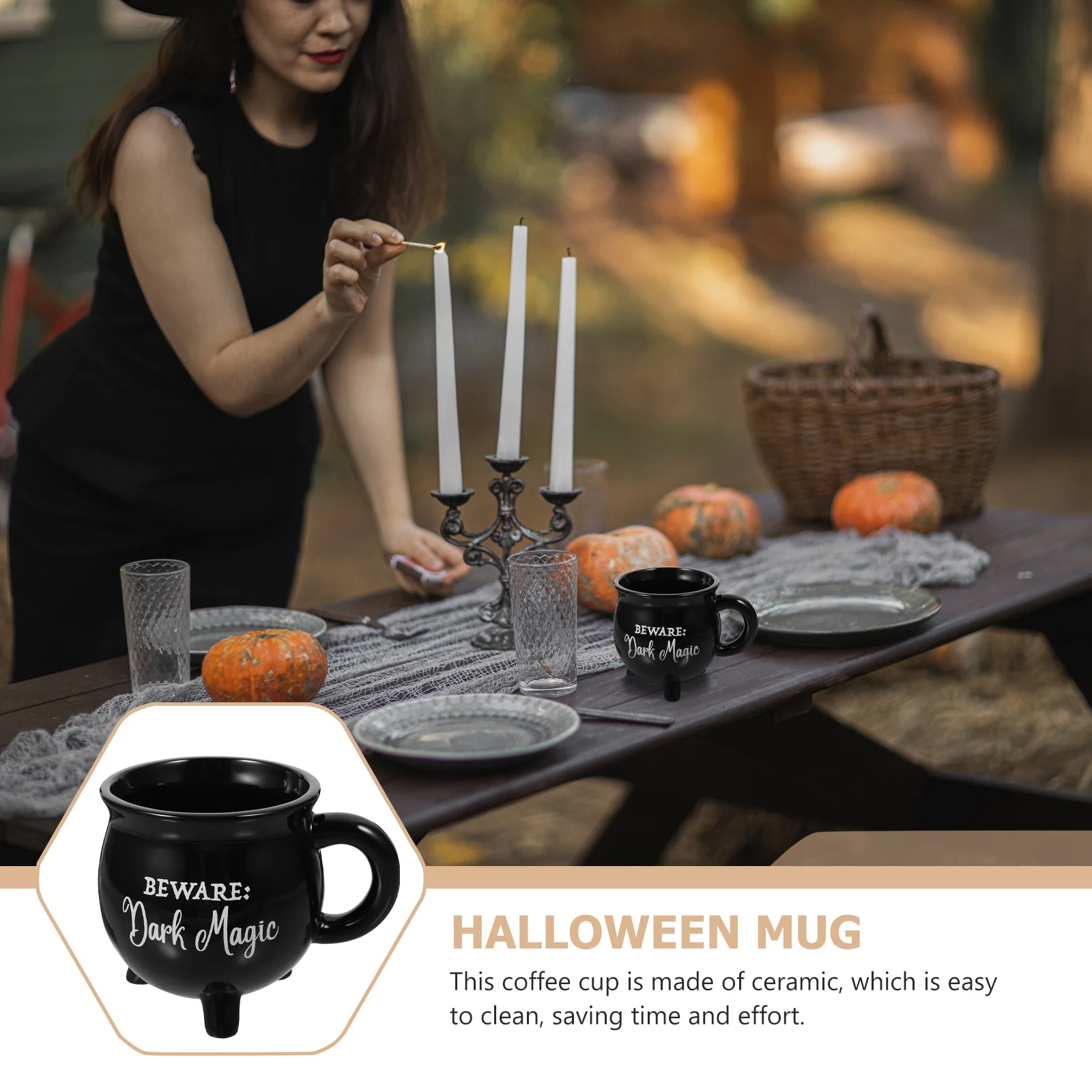 

Milk Cup Ceramic Coffee Mug Halloween Witch Cauldron Tea Cup Porcelain Drinking Tumbler Hot Chocolate Breakfast