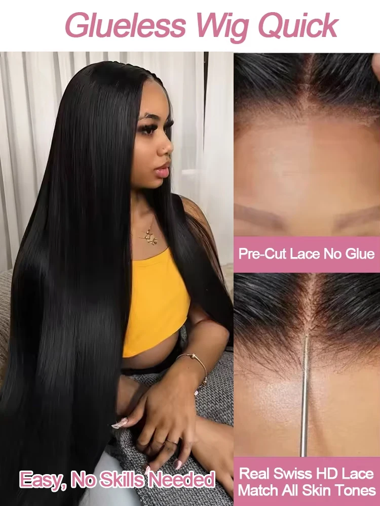 30 40 بوصة 7x5 شعر مستعار بدون صمغ شعر بشري جاهز للذهاب قبل قطع الدانتيل ارتداء الذهاب غلويليس مستقيم الدانتيل الجبهة خصلات الشعر المستعار الإنسان للنساء