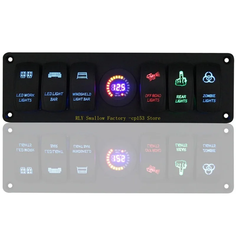 6 + 1 transfer switch panel color LED voltmeter 12V/24V suitable for RV, automobile, marine