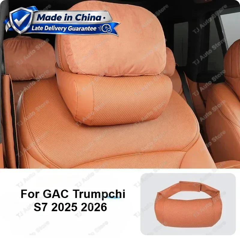 Novo! Almofada de apoio para o pescoço, com suporte Lubar, em couro respirável, para o encosto de cabeça do GAC Trumpchi S7 2025 2026, acessórios de i