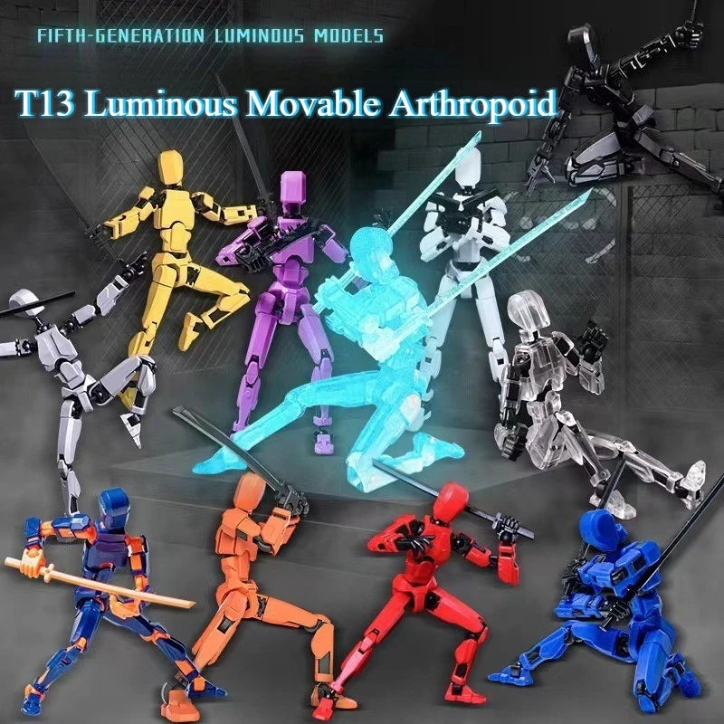 Dummy 13 Action Figure Toys for Kids Lucky 13 Multi Jointed Movable Shapeshift Robot 3D Printed Man Action Figures Children Toy