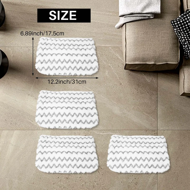 SANQ 4 قطع ملحقات وسادات بديلة لممسحة بخار القرش S1000، S1000A، S1000C، S1000WM، S10001C، وسادات قبضة الأوساخ، ألياف دقيقة